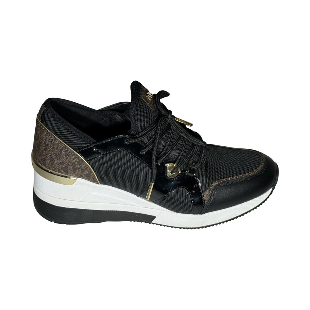 Michael Kors Black and Brown Sneakers Modern Design Like New Size 9